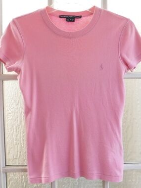 Ralph Lauren Sport Pink Pony Logo on Pink Color Crewneck Short Sleeve Shirt